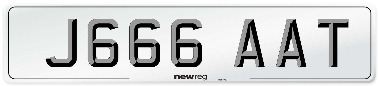 J666 AAT Number Plate from New Reg